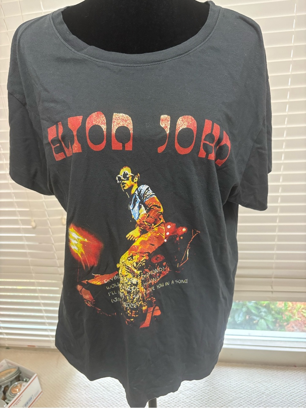 Black Short-Sleeve Graphic Tee with Red and Yellow Print anthropology